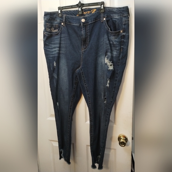Plus Size Seven7 Ripped Ankle Skinny Jeans - Picture 4 of 14